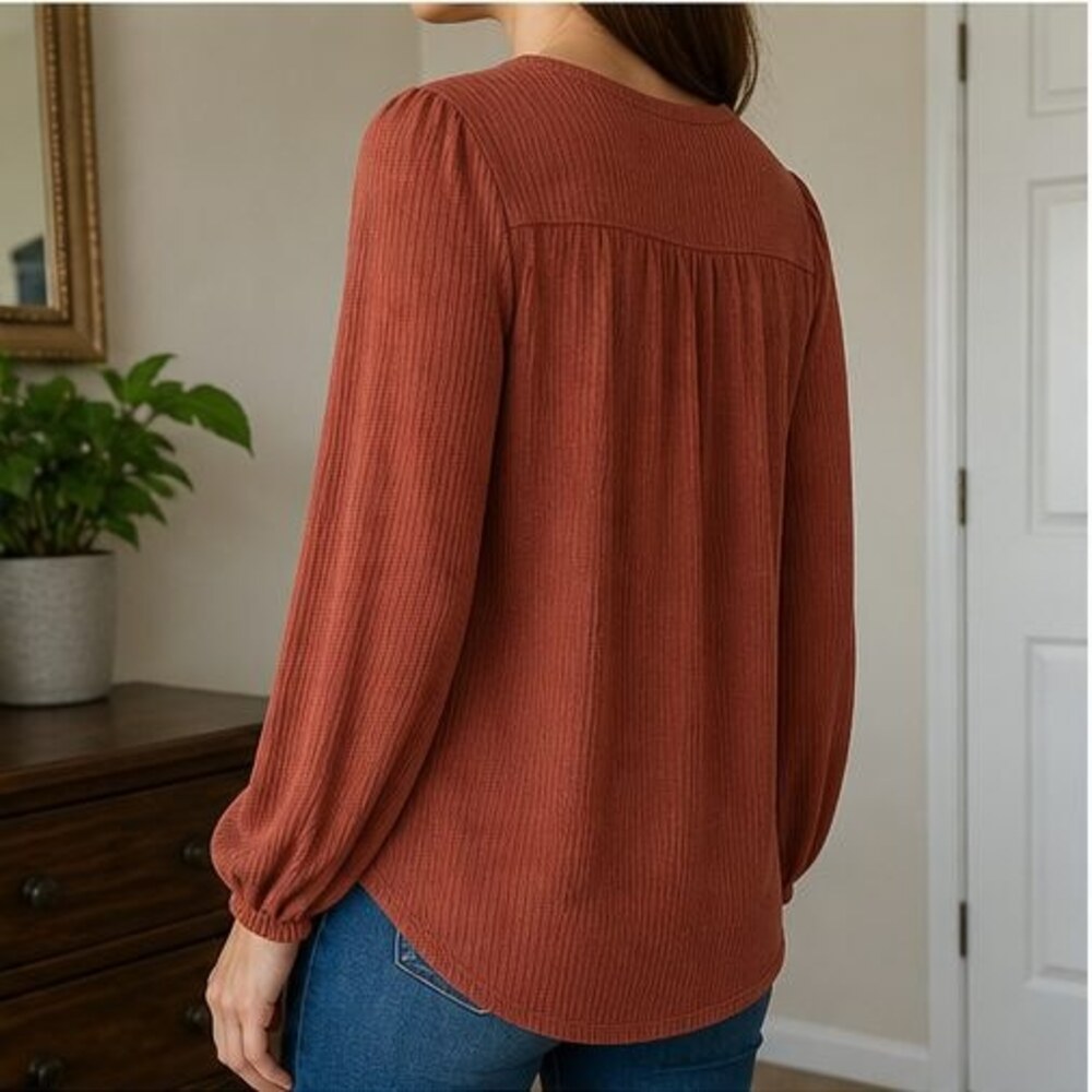 Rust Ruffle Blouse - Picture 3 of 6